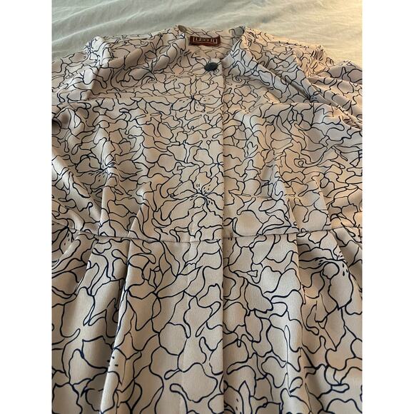 Vintage Lisa II Litd. 80s dress blue abstract floral on beige - Picture 3 of 9